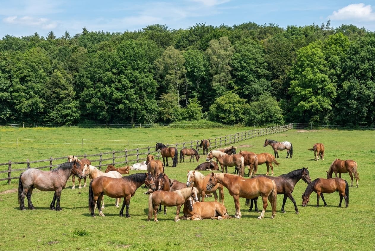 Pferdeherde auf der Weide am egge hof