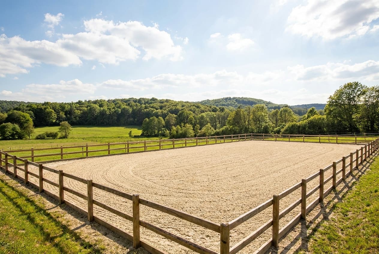 Reitplatz mit Sandboden am Waldrand
